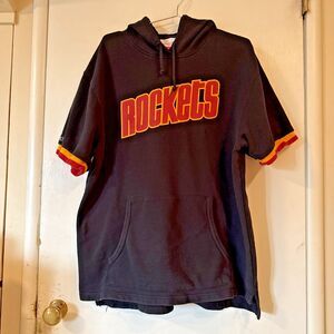 Mitchell & Ness Houston Rockets NBA Short Sleeve Hoodie Sweatshirt Black XL